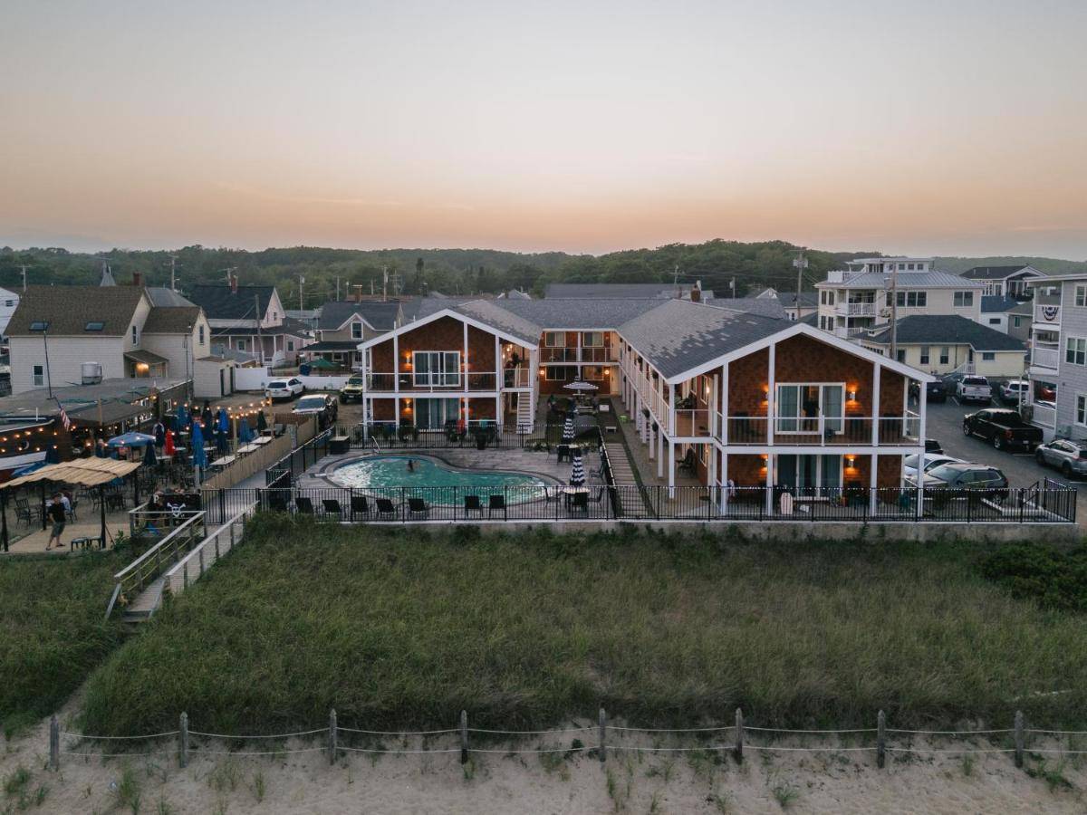 an aerial view of a house with a pool at The Voyager in Old Orchard Beach