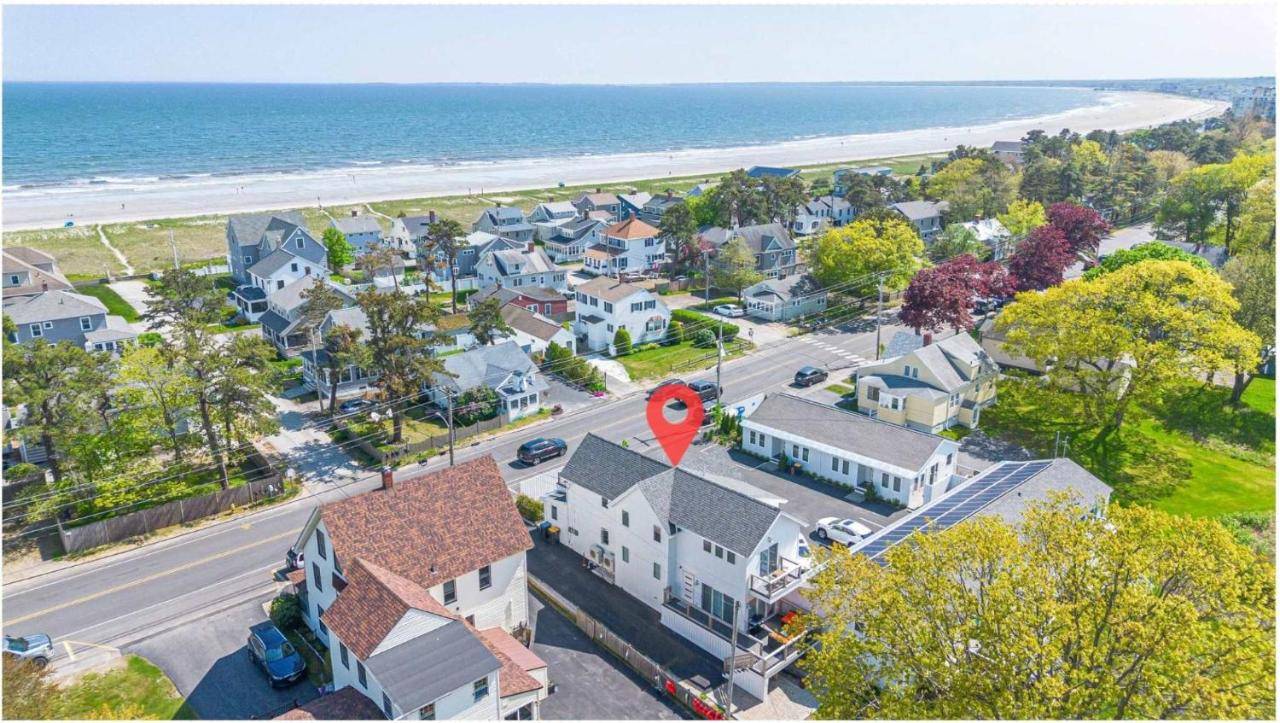 an aerial view of a residential neighborhood with a beach at Latitude Adjustment Walk to Beach & Dining in Scarborough